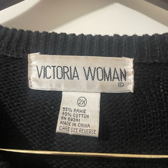 Vintage 80s/90s Victoria Woman Oversized Floral Sequin Sweater Size 2X - Picture 4 of 5